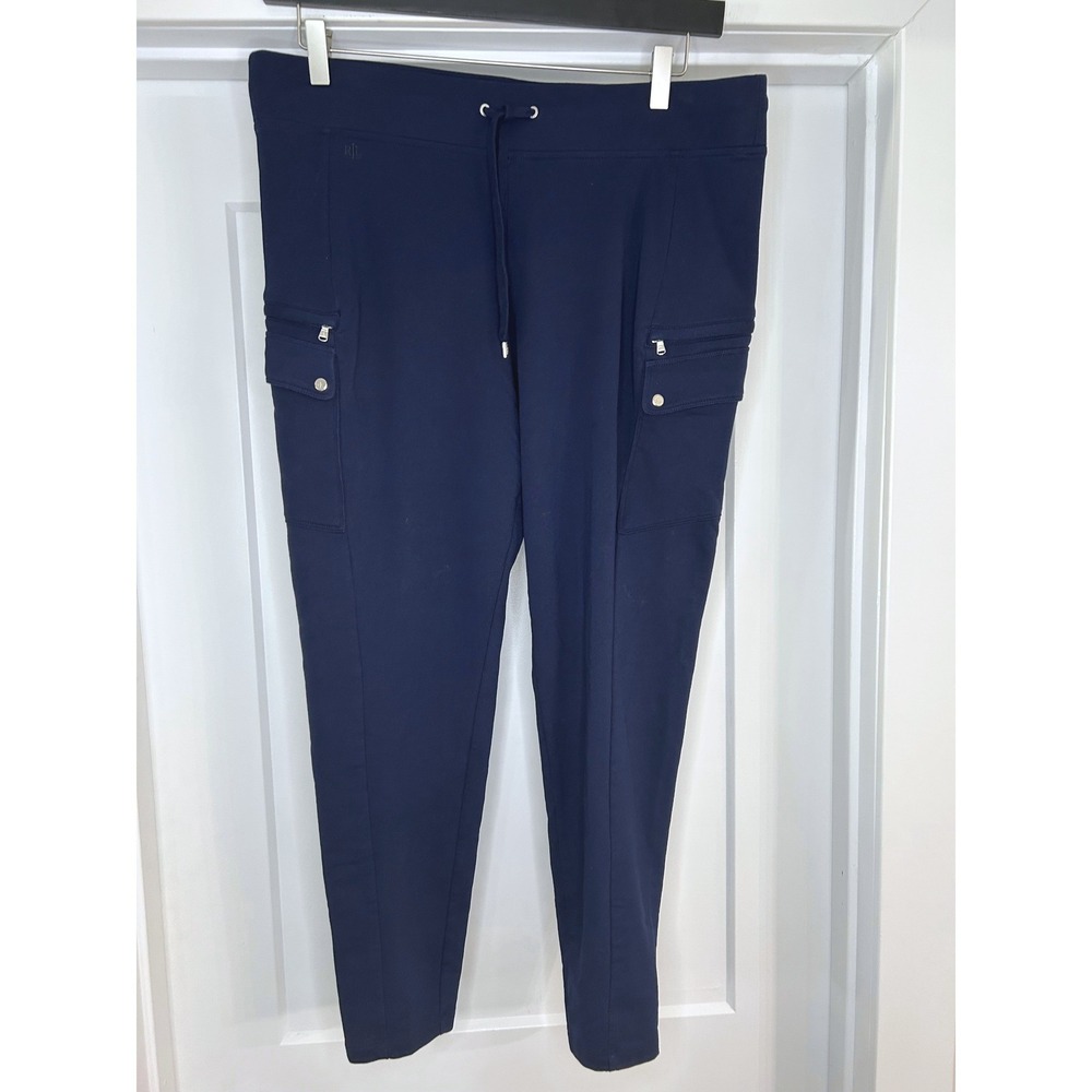 Lauren Ralph Lauren Navy Blue Cargo Joggers Women Large Drawstring Knit Pants
